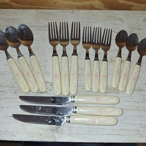 15 Corelle ENGLISH BREAKFAST Stainless Rose Corning Ware Silverware Set Flatware - Picture 1 of 3