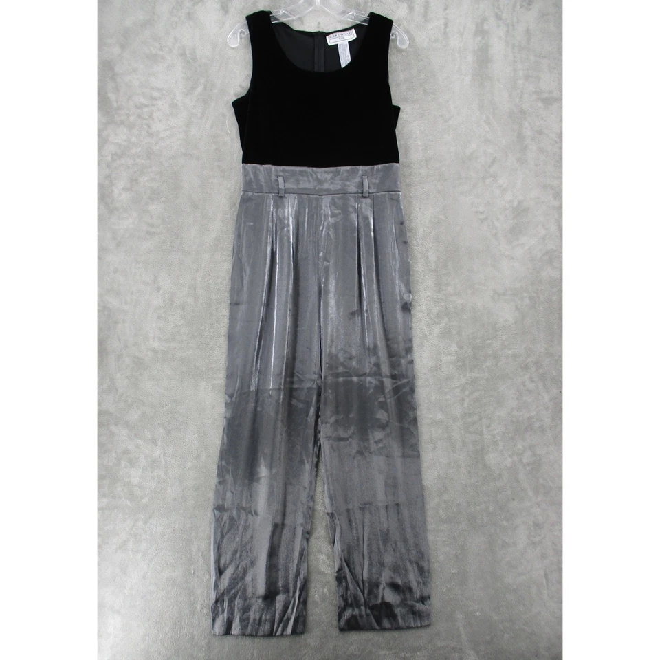 Mono Jessica Howard Mujer 10 Pequeño Terciopelo Metálico Iridiscente Pierna Ancha Cremallera Foto 1 de 4