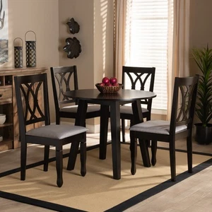 Baxton Studio Millie Modern and Contemporary Grey Fabric Upholstered and Dark Br - Picture 1 of 7