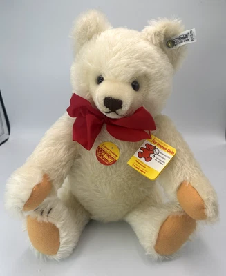Oso de peluche Steiff White Mohair 1982 #0203/41 con etiquetas 16" perfecto hecho en Alemania Foto 1 de 4