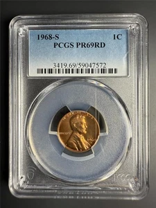 1968 S LINCOLN CENT PROOF 1C PR69 RD MIRROR FIELDS LUSTRIOUS COIN PCGS SKU 3869 - Picture 1 of 2