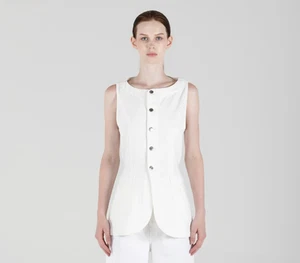 NEU Etica Jay Long Weste in Vintage weiß ÄRMELLOSES TOP TANK GRÖSSE S SMALL *Q - Bild 1 von 4