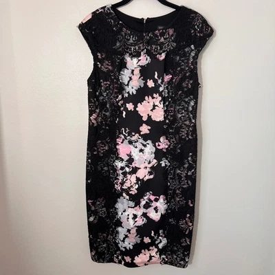 Vestido Vaina Saks Fifth Avenue Floral Encaje Recortado Sin Mangas Bodycon Ajustado 10 Foto 1 de 4