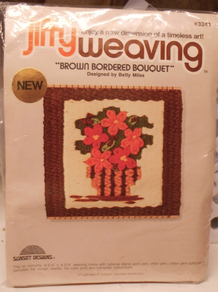 Nuevo de Lote Antiguo Jiffy Sunset Designs Kit de Tejido 3241 RAMO CON BORDES MARRONES 4 3/4" X 4 3/4" Foto 1 de 1