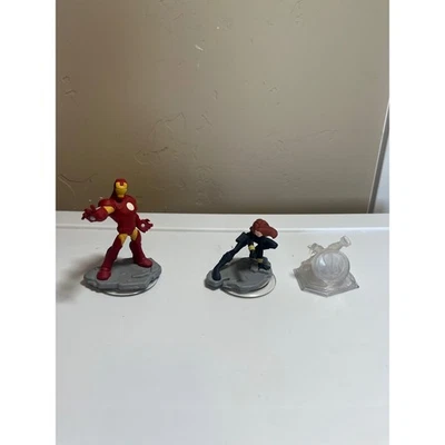 Disney Infinity Marvel Iron Man Black Widow Power Disc Figures Lot - Image 1 of 4