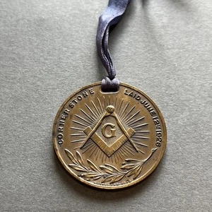 Vintage Freimaurer Tempel New Haven Conn. Bronzemedaille & Band - Whitehead & Hoag - Bild 1 von 13