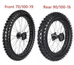 Dirt Pit Bike Front 70/100-19+ Rear 90/100-16 Wheel Rim Tire For CR85RB XR100 - Picture 1 of 9