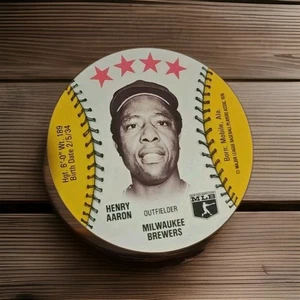 1976  MSA Disc Baseball Card Hank Aaron OF Milwaukee Brewers Vintage HOF MLB - Picture 1 of 2