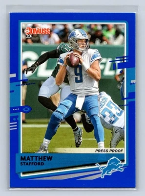 2020 Donruss Matthew Stafford Blue Press Proof 96 - Image 1 of 2