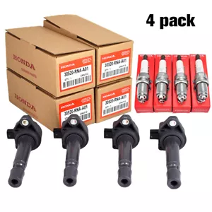 4 Pack UF582 Ignition Coils & Spark Plugs OEM For 2006-2011 Honda Civic 1.8L L4 - Picture 1 of 15