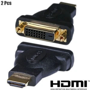 2x HDMI Male to DVI-D Single Link Female Digital Video Adapter Converter Black - Picture 1 of 5