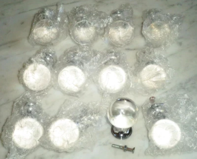 12 кристально чистых ручек для дверных ящиков шкафов 1 3/4 дюйма из круглого стекла и хрома - Изображение 1 из 3