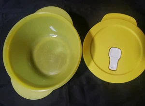 Tupperware Crystalwave Microwave Plus 3,25 tazze piatto pranzo giallo ciotola rotonda nuovo - Foto 1 di 3