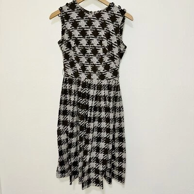 Vintage 50s Brown and White Button Shoulder Sleeveless Dress - Image 1 of 4