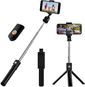 Remote Selfie Stick Tripod Stand Wireless Bluetooth Remote For iPhone Samsung US - Picture 1 of 14