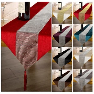 Table Runner Tasselled Soft Velvet Table Decoration Tableware - Eclat - Picture 1 of 15