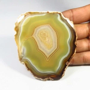 Natural Geode Agate Slice Gemstone 76x69mm Smooth Slice Brown Cabs 286Cts BS-997 - Imagen 1 de 11