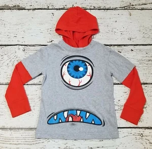 Crazy 8 "Zany Guy" 5 6 grau Eyeball Monster Langarm Kapuzenshirt DC-TT20 - Bild 1 von 4