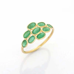 Zargenfassung Smaragd Cluster Ring 14k Gelbgold Schmuck Geschenk für Frauen Größe 7 - Bild 1 von 4