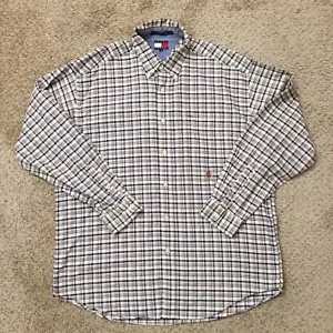 Tommy Hilfiger Hemd Herren Large rot blau kariert langarm Button Down - Bild 1 von 9