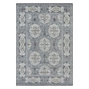 5' X 8' Charcoal and Ivory Medallion Power Loom Area Rug - Picture 1 of 1