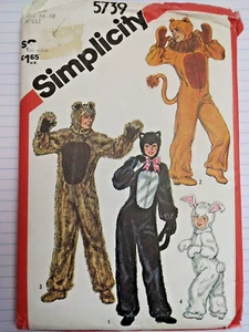 Cat Rabbit Lion Bear Adults M 36 38 Costume Simplicity 5739 Sewing Pattern UC - Picture 1 of 6
