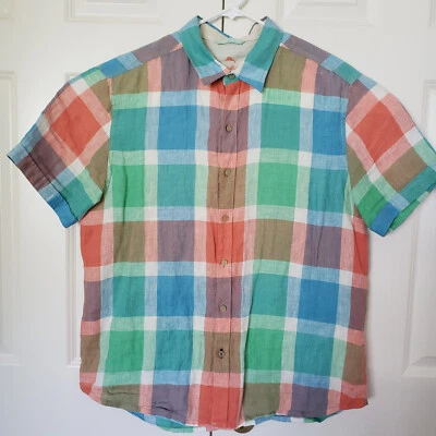 Tommy Bahama Linen Shirt Mens XL Short Sleeve Plaid Button Up Relax - Image 1 of 4