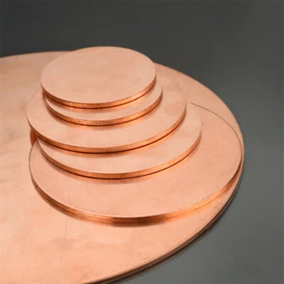NONBRANDED Copper Pure Solid Discs Thick 0.5~5mm Ø10mm~200mm Plate Blanks Round Metal Sheet