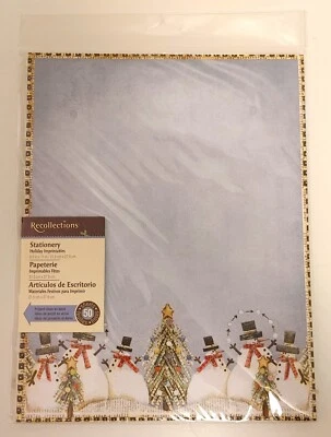 Recollections Holiday Stationery 8 1/2 x 11 paper Snowmen Vintage design-New Foto 1 de 2
