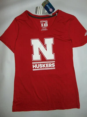 Adidas Nebraska Cornhuskers Ultimate Shirt Ladies Small Womens BIG LOGO NWT NEW - Image 1 of 4