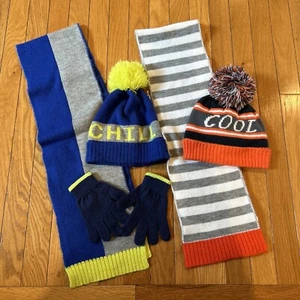 Lot Of Childrens Place Boys Size 8+ Winter Tassel Hats Gloves Scarf Sets - Picture 1 of 6