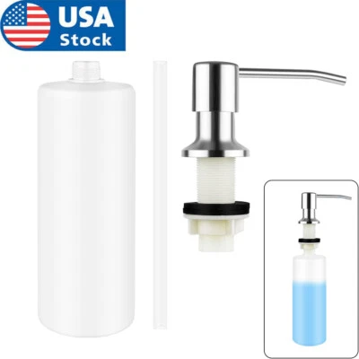 350ML Kitchen Sink Soap Dispenser Polish Stainless Steel Hand Liquid Pump Bottle - Image 1 of 4