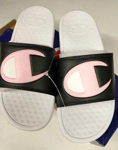 New Youth girls champion slides sandals super slide combo black White Pink Sz 7 - Picture 1 of 7