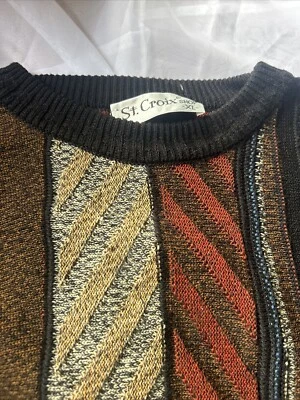 Vtg St Croix Knits Wool Cotton Sweater Men XL 3D Coogi Style Grandpa Cosby - Image 1 of 4
