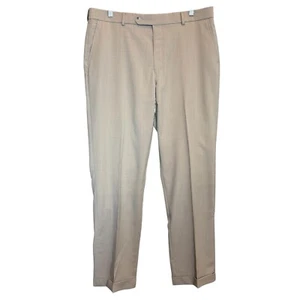 Cortina Super 120's Wool Dress Pants 36W 31.5L Oatmeal Cuffed Hem Trousers - Picture 1 of 15