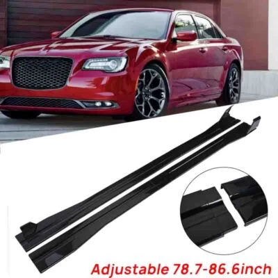 For Chrysler 300C 300S 2011-2023 Rocker Panel Grossy Black Side Skirts Extension Foto 1 de 4