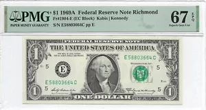 1969A $1 RICHMOND FRN. PMG Superb Gem Uncirculated 67 EPQ Banknote. - Picture 1 of 2