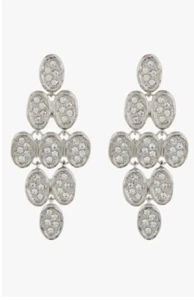 Pavé Crystal Oval Drop Earrings Tasha - Picture 1 of 5