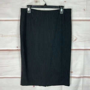 Poetry Skirt Womens Large Black Pinstripe Pencil Stretch Mid Rise Knee Length - Picture 1 of 6