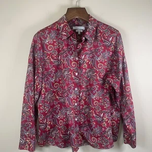 Foxcroft For Appleseed's Burgunderrot Paisley faltenfreies Button-Down-Hemd Größe 18 - Bild 1 von 8