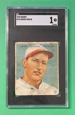 1933 GOUDEY GOOSE GOSLIN ROOKIE RC #110 SGC 1 POOR SENATORS - Image 1 of 2