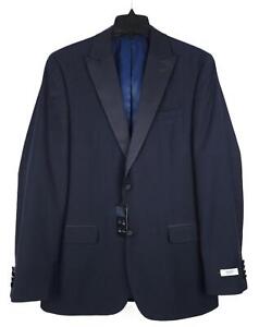Alfani Men's Slim-Fit Stretch Tuxedo Jacket Diamond Grid Navy 42L NWT
