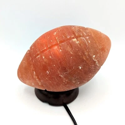 Lámpara de roca de sal del Himalaya brillante FÚTBOL piedra tallada brillo suave decoración vintage Foto 1 de 4