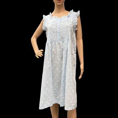 GILEAD Vintage 80's Nightgown Pajama Baby Blue Cotton Blend Ruffled Sz L NWOT - Image 1 of 4