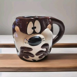 VTG 90s Looney Tunes Tasmanian Devil Face Ceramic 3D Sculpted Coffee Mug Tea Cup - Picture 1 of 5