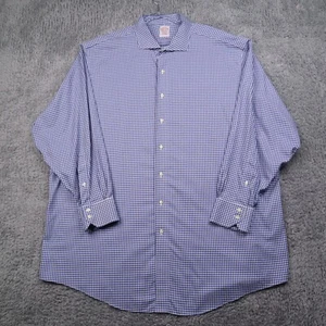 Brooks Brothers Hemd Madison 19-36 blau Gingham Karo Knopfleiste Baumwolle - Bild 1 von 16