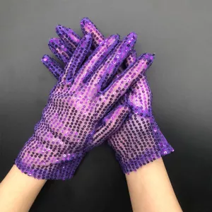 Mens Womens Mesh Sequin Gloves Glitter Sheer Party Night Club Wedding Accessory - Picture 1 of 23