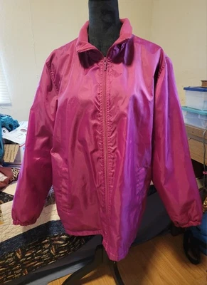 Totes Women's Fleece Lined Dark Pink Windbreaker Jacket  Full ZIp No Hood size L - Image 1 of 4