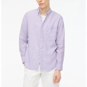 Camisa J.Crew Calce Clásico de Lino para Hombres M Púrpura Abotonada Manga Larga Ligera - Imagen 1 de 10