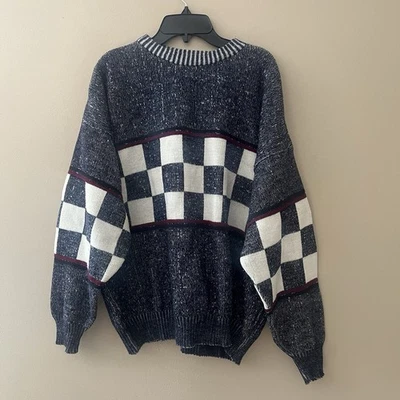 VTG 80s 90s Mens Store At Sears Sweater Mens M Cosby Check Crew Neck Pullover - Image 1 of 4